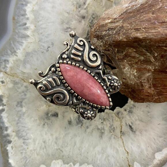 Carolyn Pollack Sterling Silver Pink Rhodonite Butterfly Ring For Women - Picture 2 of 10